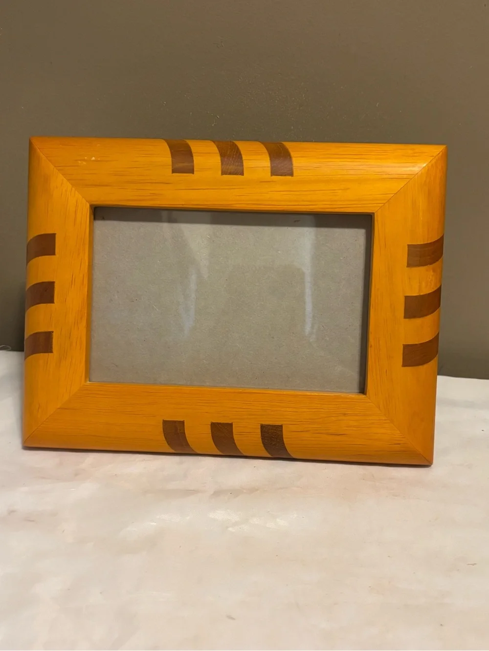 Yellow Wood Accent Photo Frame with Brown Inlay - Home Accents